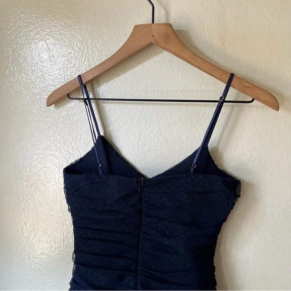 Lulus | Posh Outlook Navy Blue Swiss Dot Cutout Bodycon Dress - Picture 6 of 7